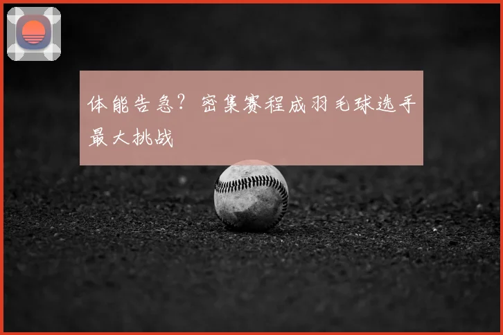 体能告急?密集赛程成羽毛球选手最大挑战